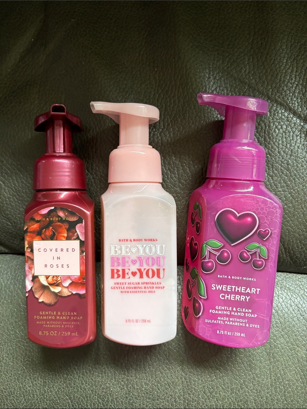 Bath and body valentines foam soap trio